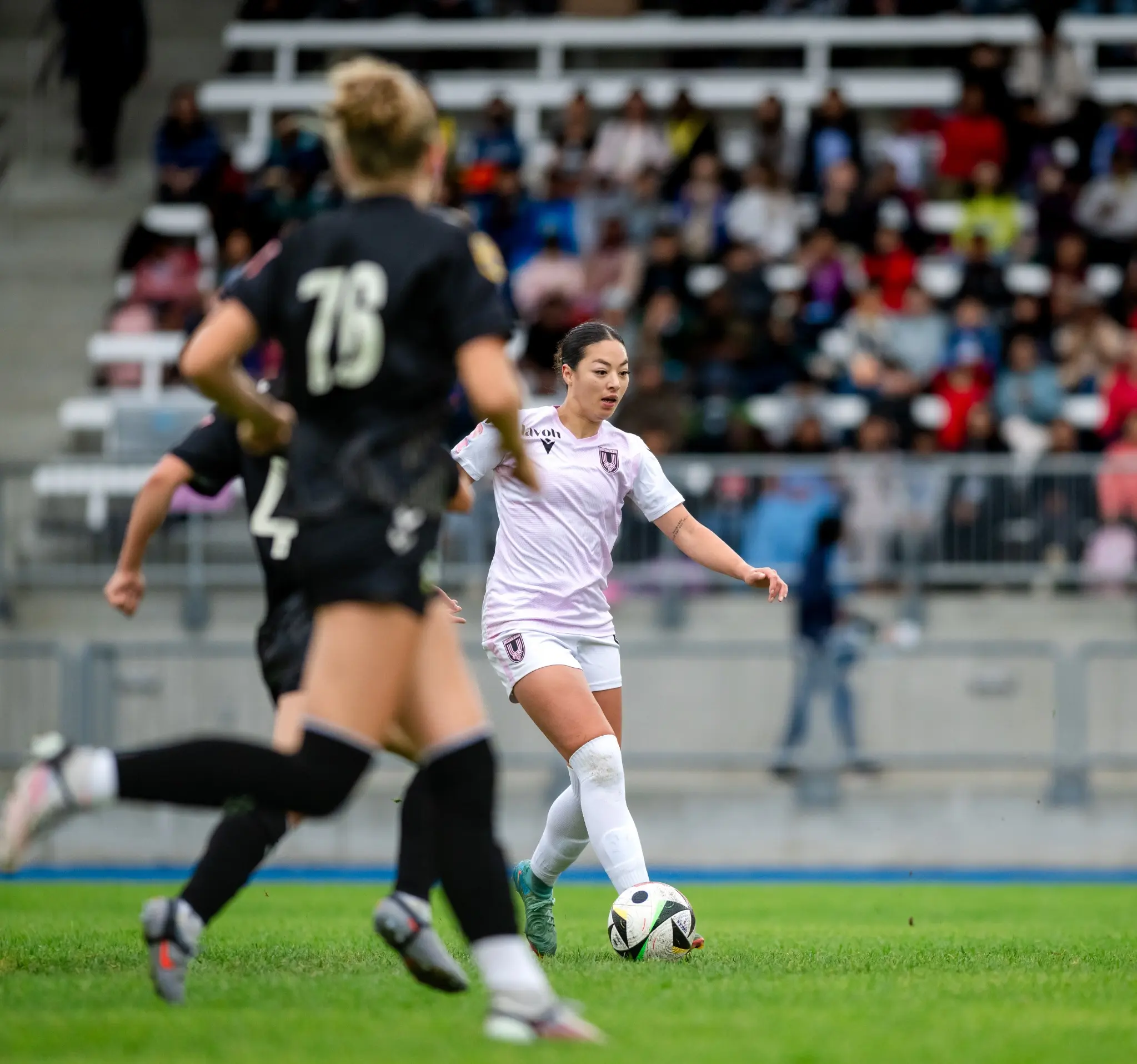 Soccer player competing during a match