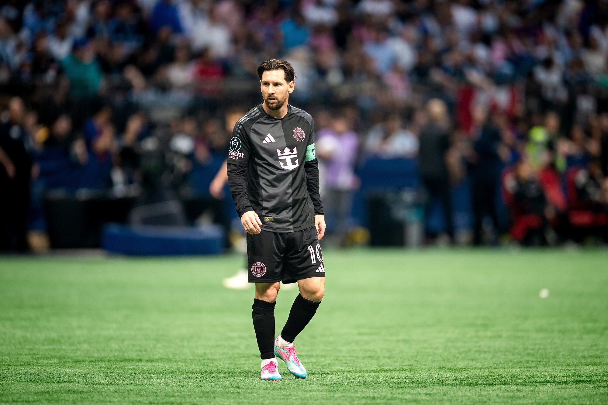 Professional soccer player photographed on the field