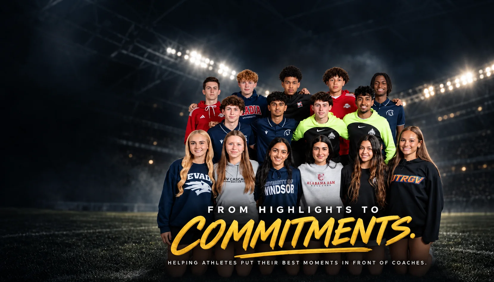 Fifteen athletes in a stadium. From highlights to commitments. Helping athletes put their best moments in front of coaches.